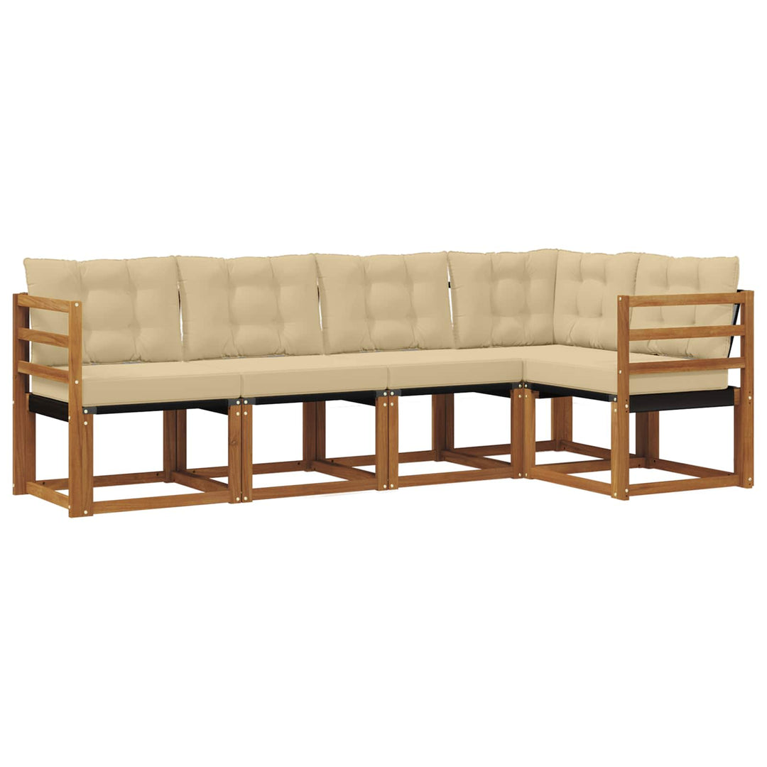 Udendørs sofagruppe med pude 5 pcs Naturlig og Beige