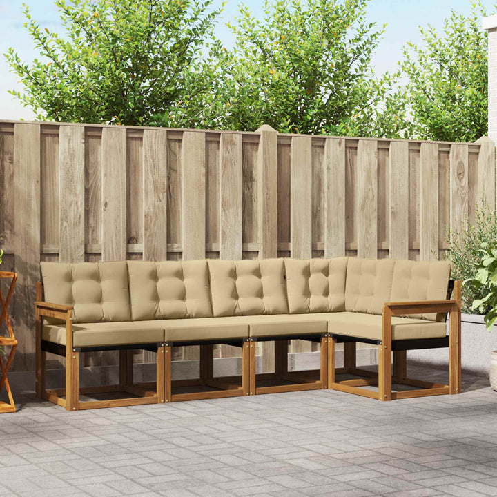 Udendørs sofagruppe med pude 5 pcs Naturlig og Beige