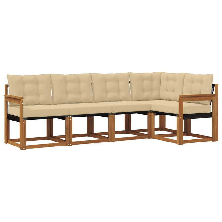 Udendørs sofagruppe med pude 5 pcs Naturlig og Beige