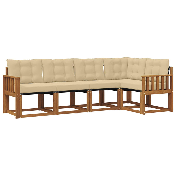 Udendørs sofagruppe med pude 5 pcs Naturlig og Beige