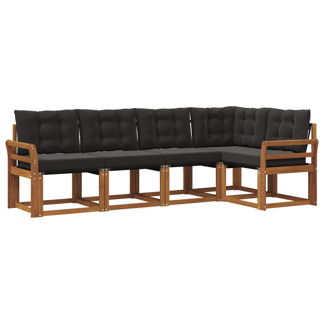 Udendørs sofagruppe med pude 5 pcs Naturlig og sort