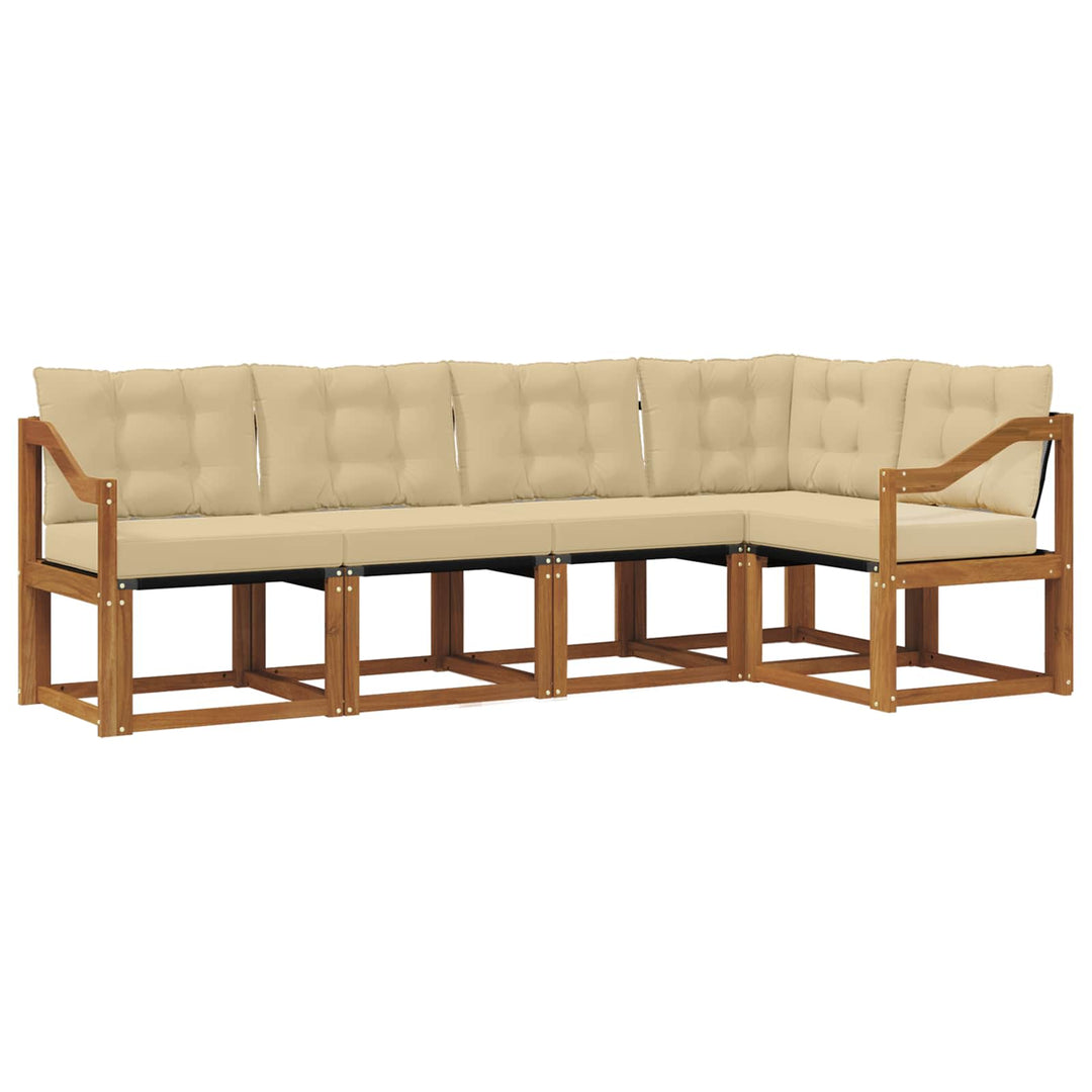 Udendørs sofagruppe med pude 5 pcs Naturlig og Beige