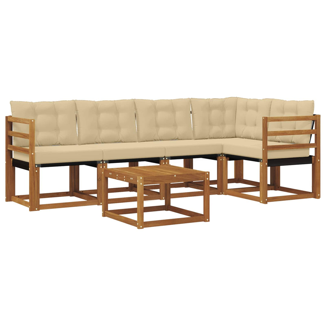 Udendørs sofagruppe med pude 6 pcs Naturlig og Beige