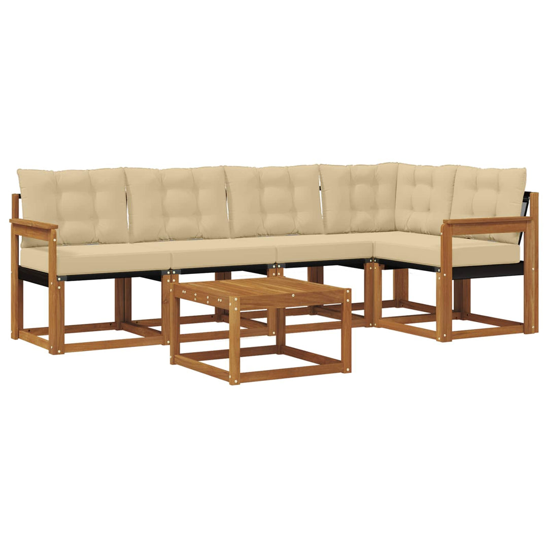 Udendørs sofagruppe med pude 6 pcs Naturlig og Beige