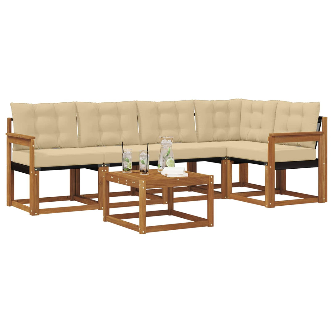 Udendørs sofagruppe med pude 6 pcs Naturlig og Beige