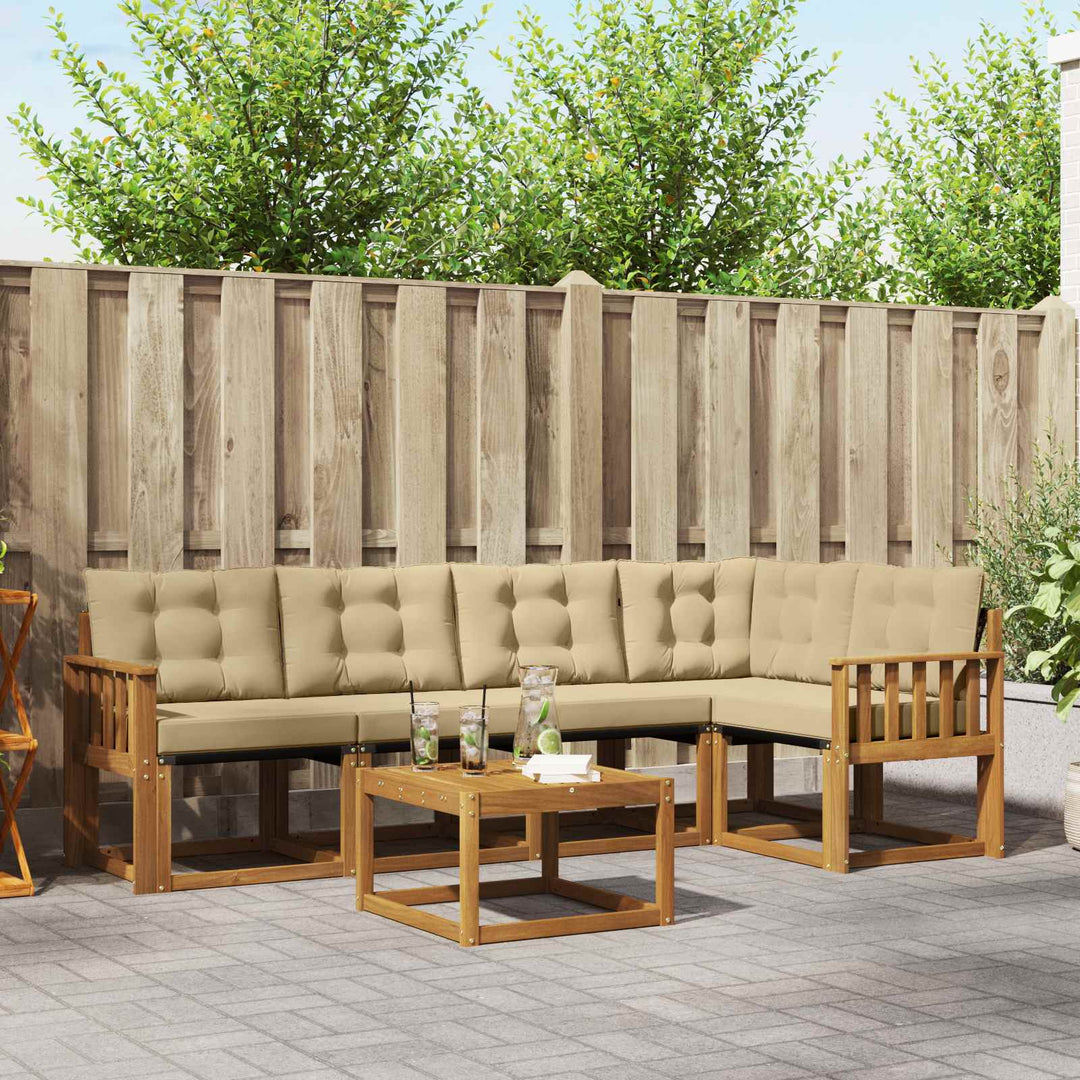Udendørs sofagruppe med pude 6 pcs Naturlig og Beige