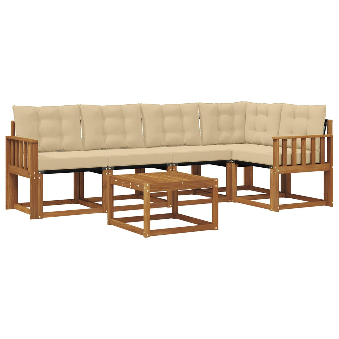 Udendørs sofagruppe med pude 6 pcs Naturlig og Beige