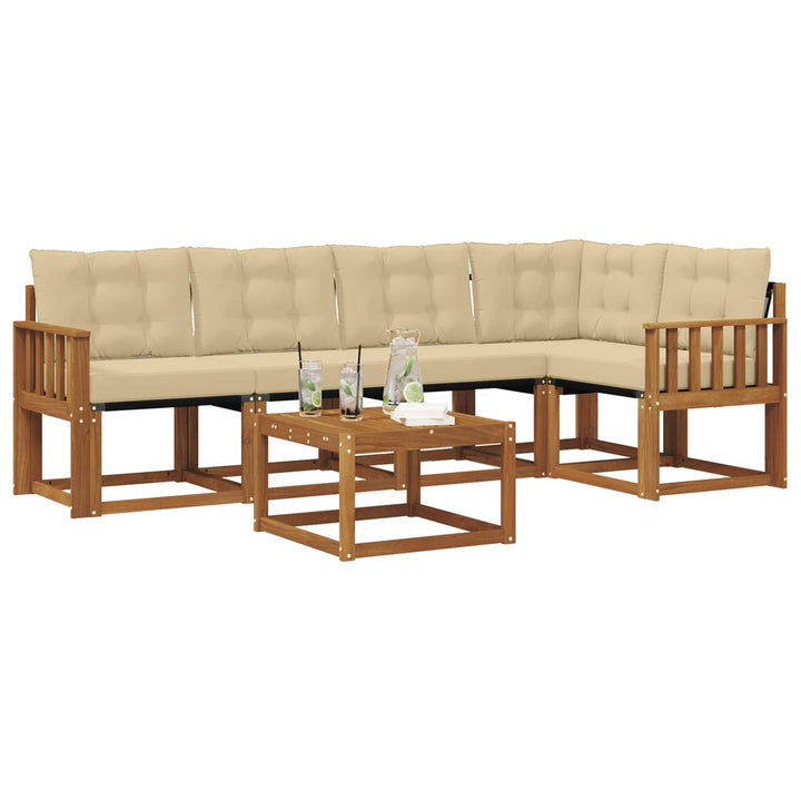 Udendørs sofagruppe med pude 6 pcs Naturlig og Beige