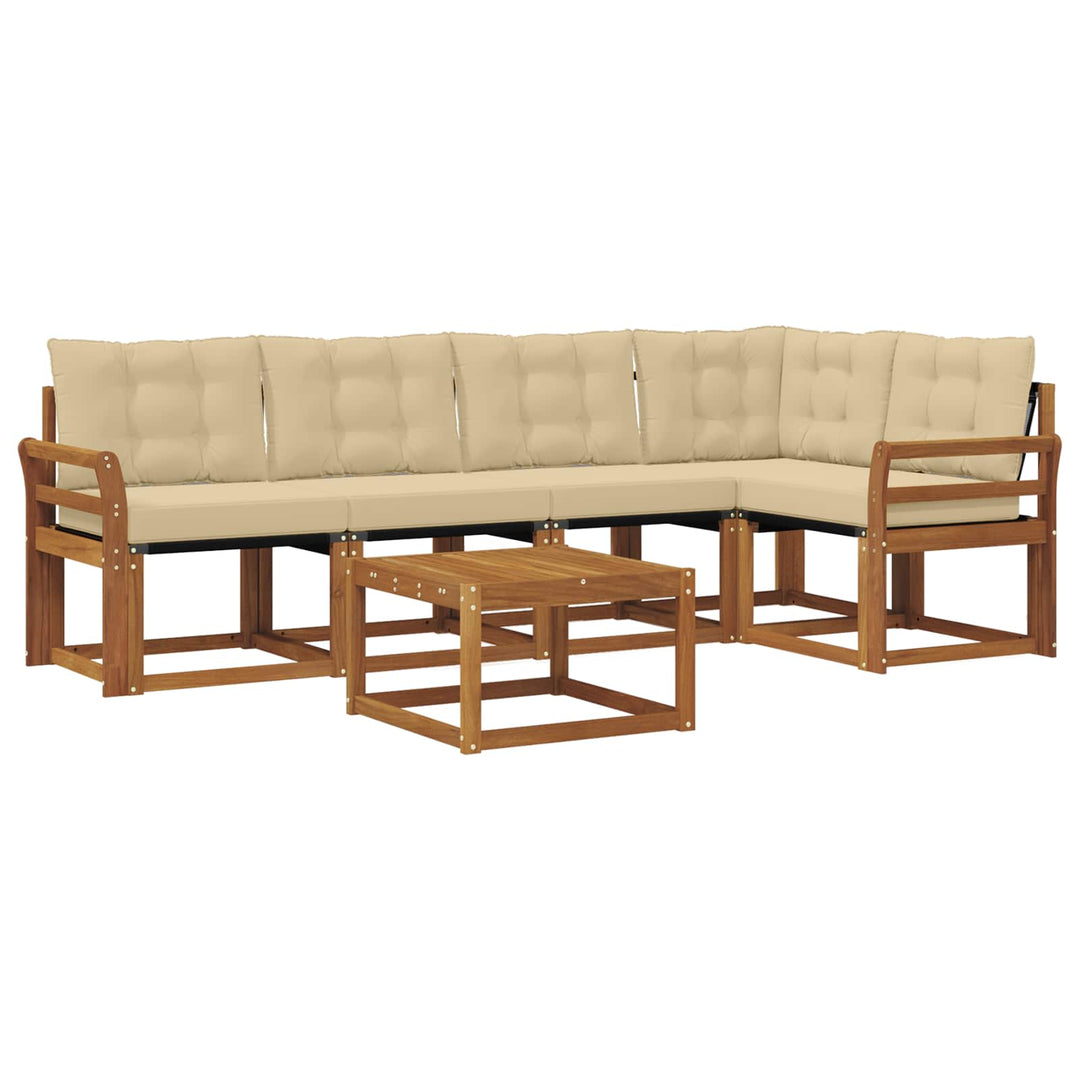 Udendørs sofagruppe med pude 6 pcs Naturlig og Beige
