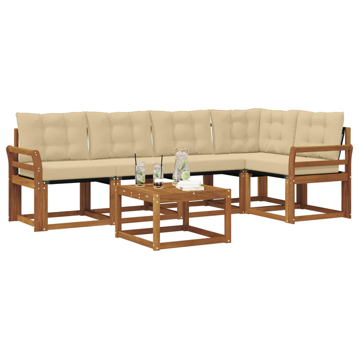 Udendørs sofagruppe med pude 6 pcs Naturlig og Beige