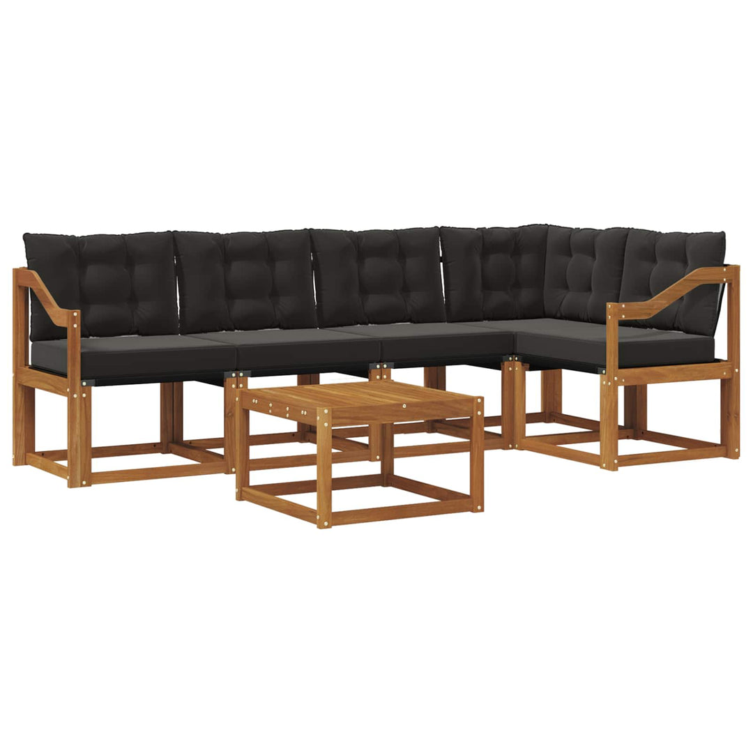 Udendørs sofagruppe med pude 6 pcs Naturlig og sort