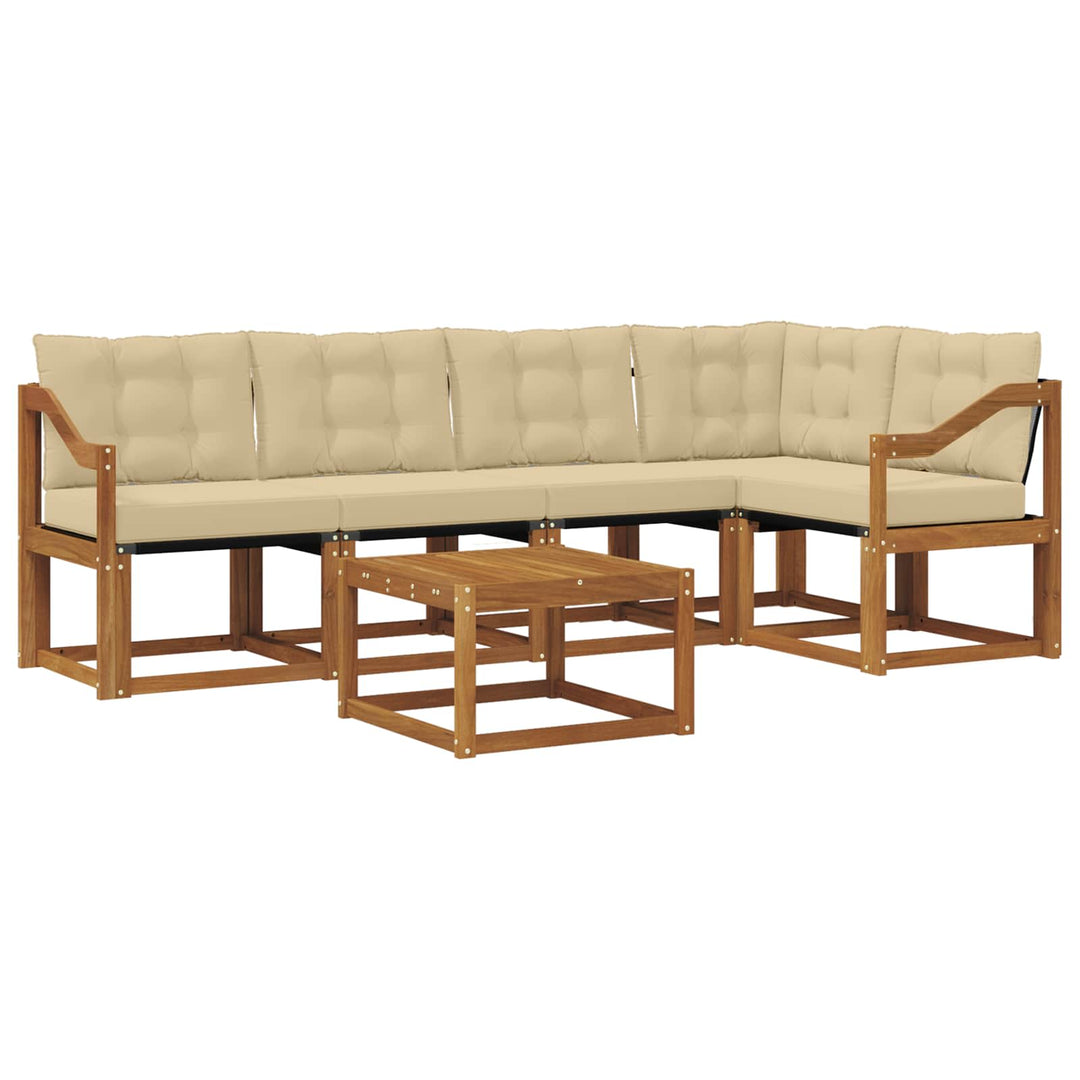 Udendørs sofagruppe med pude 6 pcs Naturlig og Beige