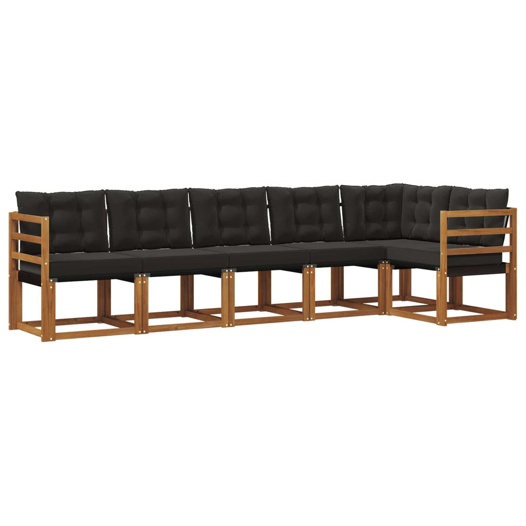 Udendørs sofagruppe med pude 6 pcs Naturlig og sort