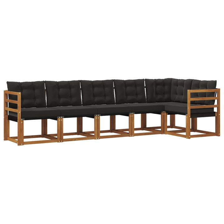 Udendørs sofagruppe med pude 6 pcs Naturlig og sort