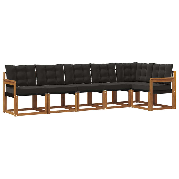 Udendørs sofagruppe med pude 6 pcs Naturlig og sort
