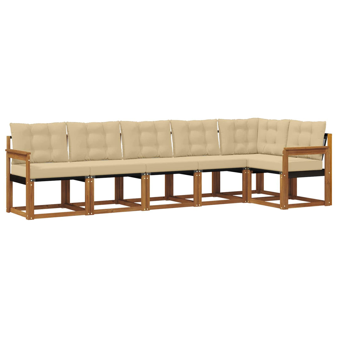 Udendørs sofagruppe med pude 6 pcs Naturlig og Beige