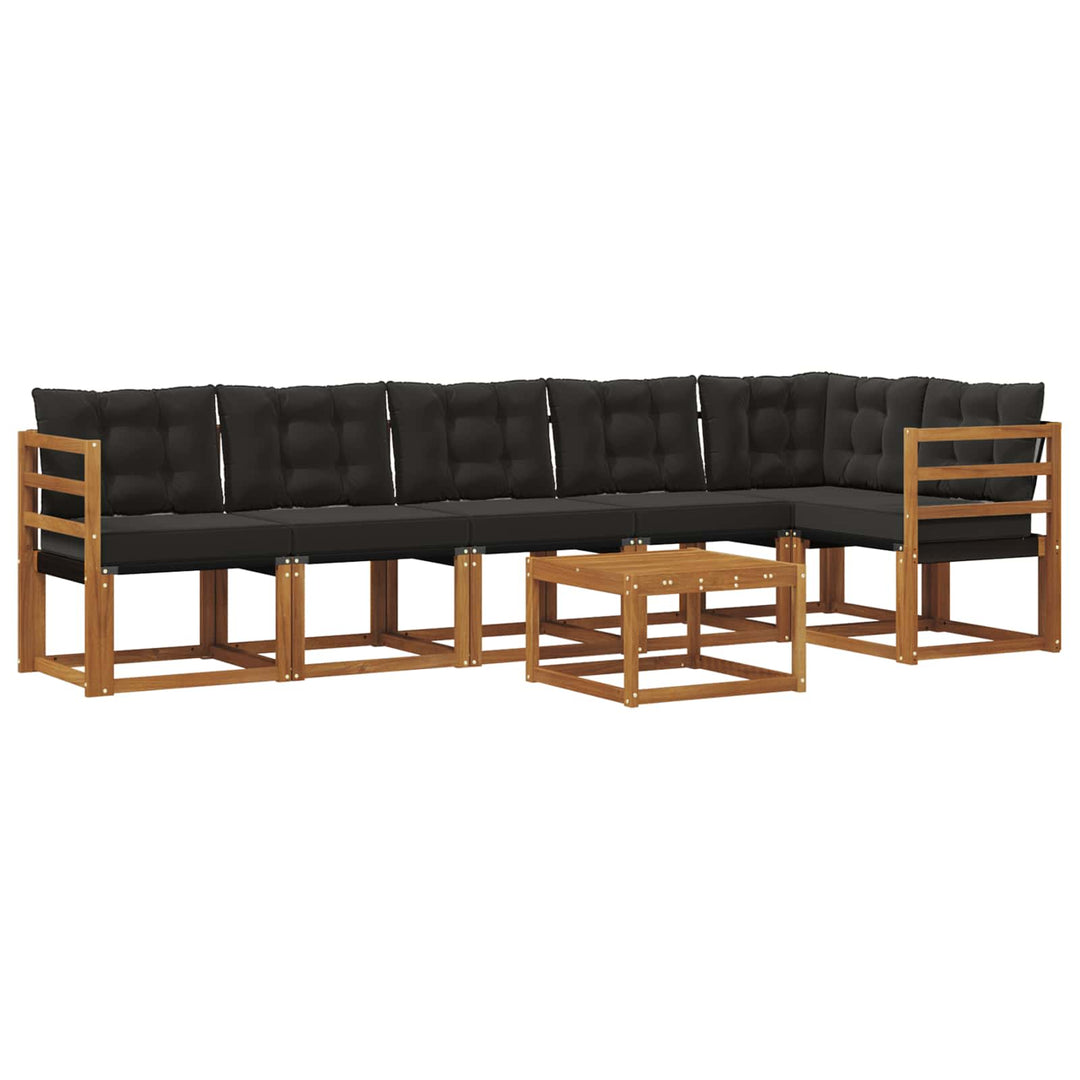 Udendørs sofagruppe med pude 7 pcs Naturlig og sort
