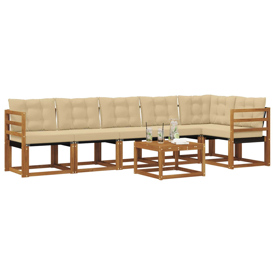 Udendørs sofagruppe med pude 7 pcs Naturlig og Beige