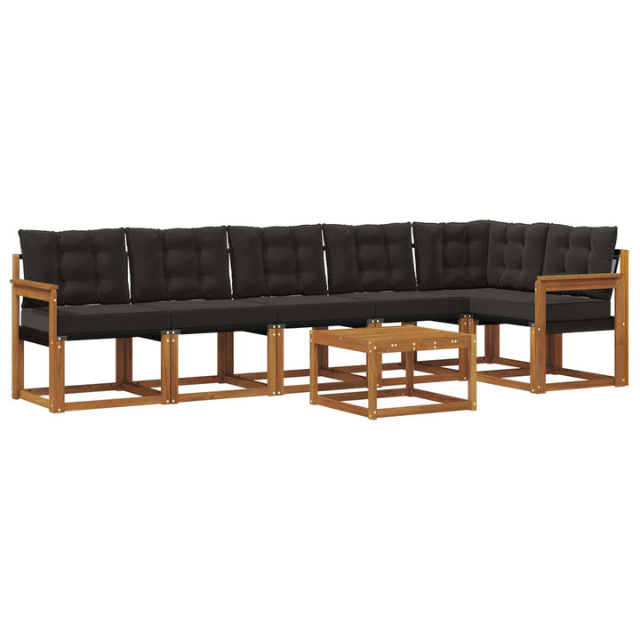 Udendørs sofagruppe med pude 7 pcs Naturlig og sort