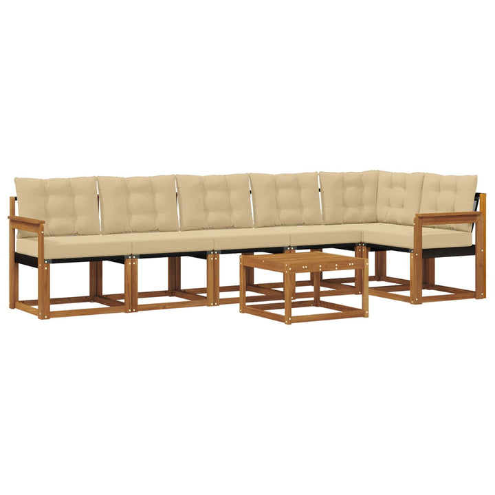 Udendørs sofagruppe med pude 7 pcs Naturlig og Beige