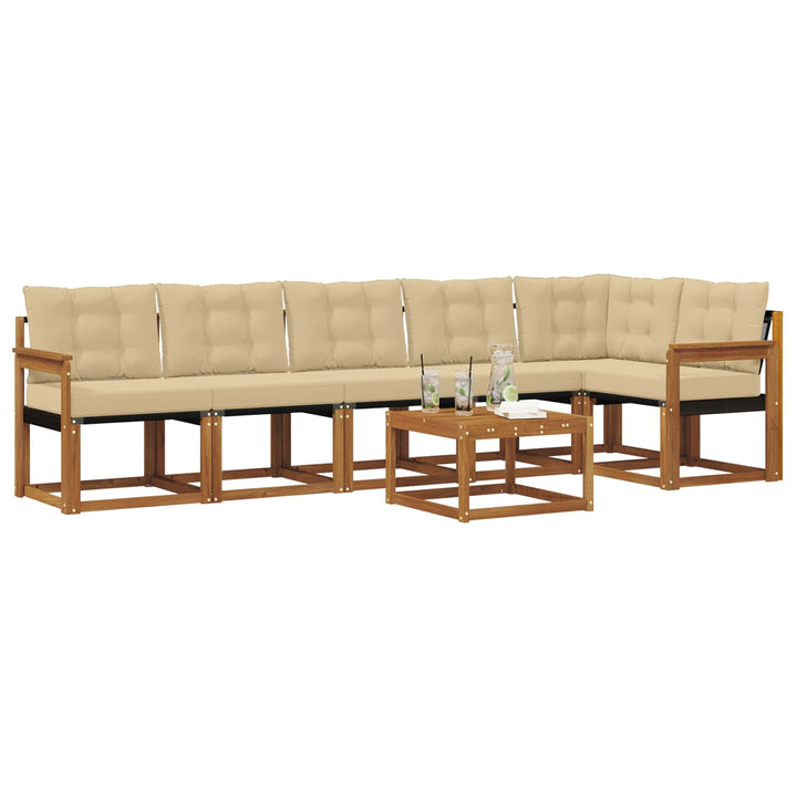 Udendørs sofagruppe med pude 7 pcs Naturlig og Beige