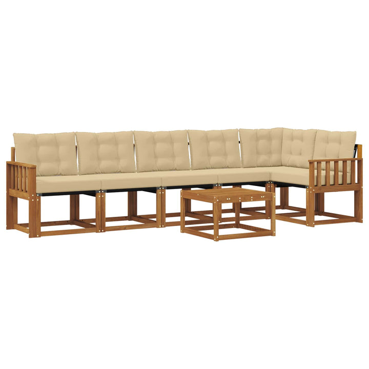 Udendørs sofagruppe med pude 7 pcs Naturlig og Beige