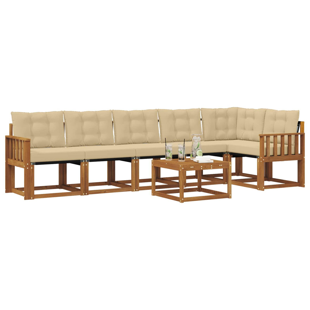 Udendørs sofagruppe med pude 7 pcs Naturlig og Beige