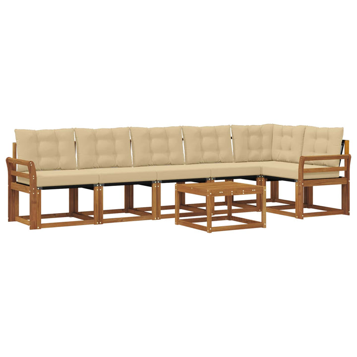 Udendørs sofagruppe med pude 7 pcs Naturlig og Beige