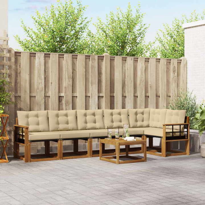 Udendørs sofagruppe med pude 7 pcs Naturlig og Beige