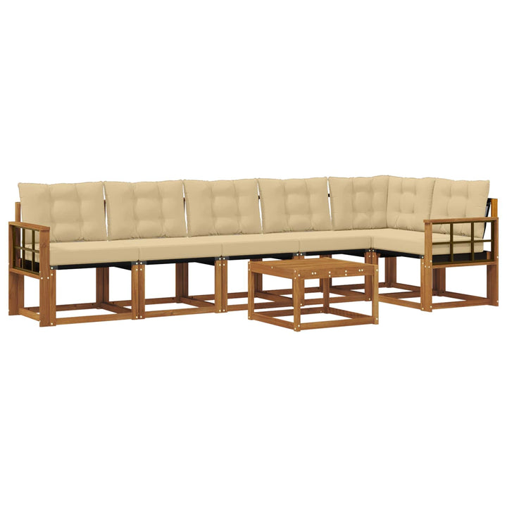 Udendørs sofagruppe med pude 7 pcs Naturlig og Beige