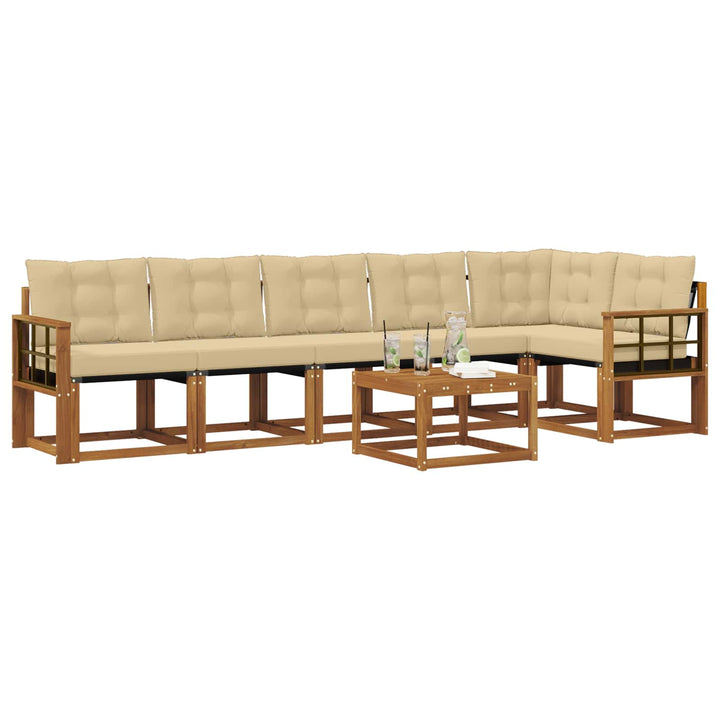 Udendørs sofagruppe med pude 7 pcs Naturlig og Beige