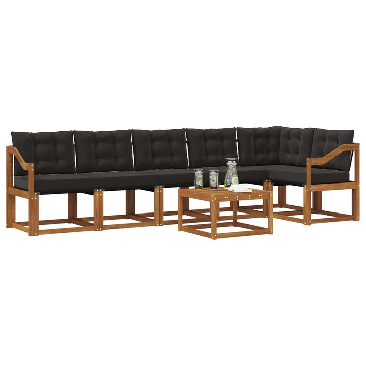 Udendørs sofagruppe med pude 7 pcs Naturlig og sort