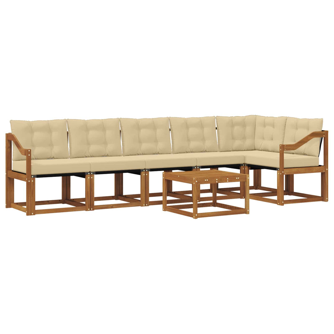 Udendørs sofagruppe med pude 7 pcs Naturlig og Beige