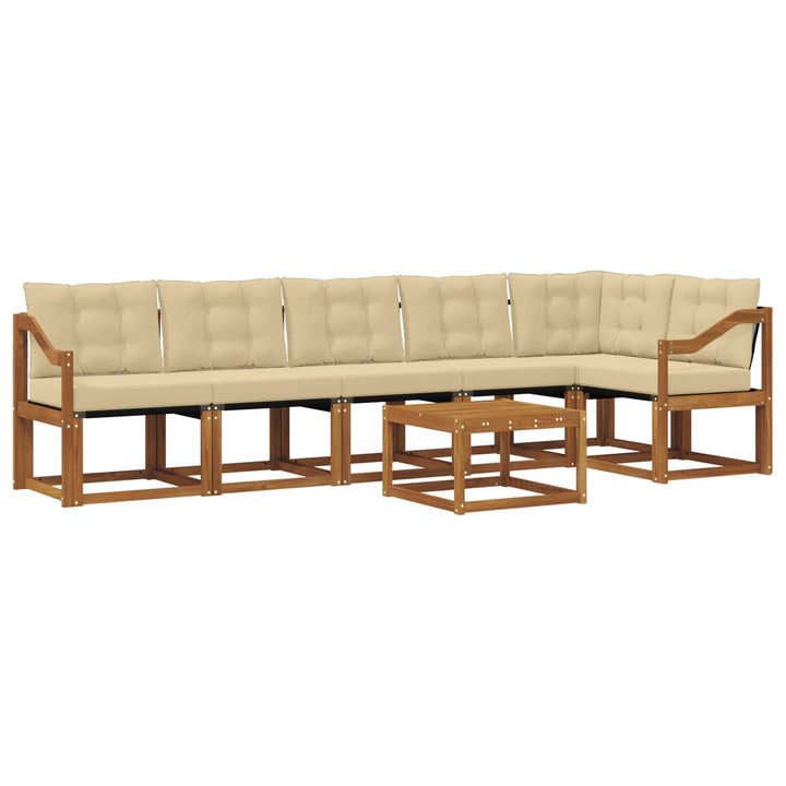 Udendørs sofagruppe med pude 7 pcs Naturlig og Beige