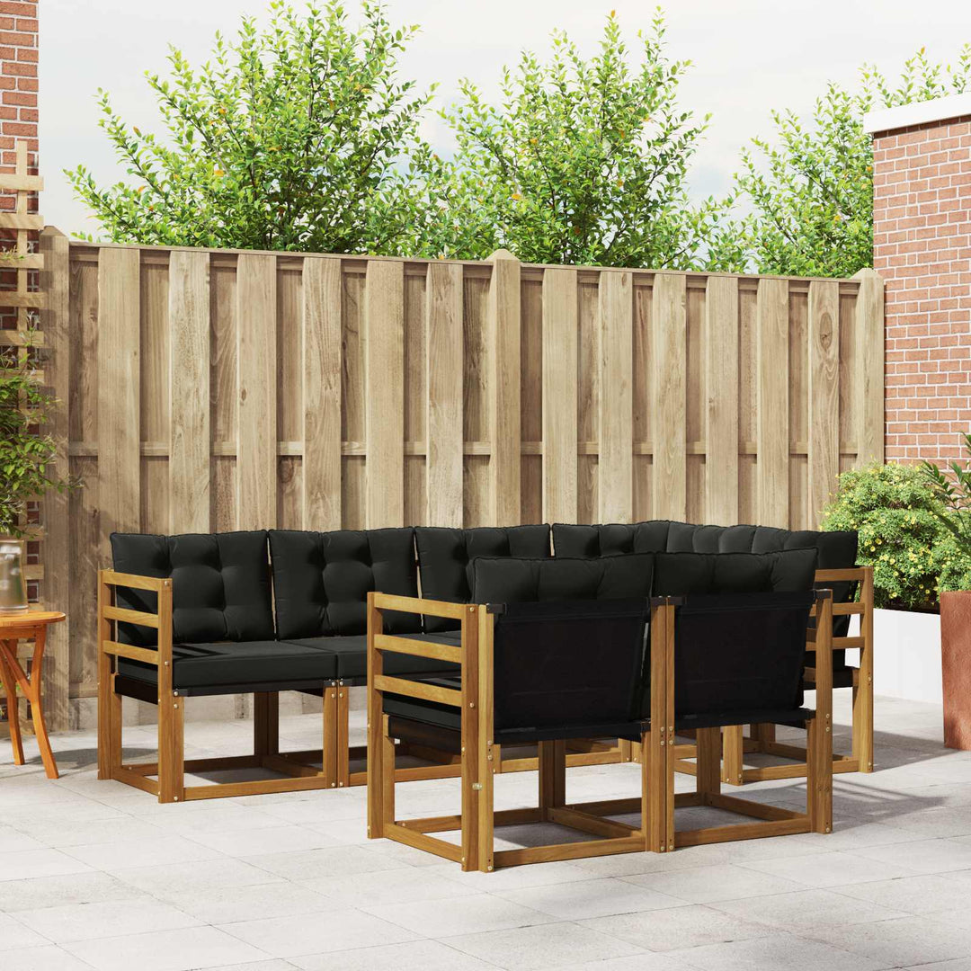 Udendørs sofagruppe med pude 7 pcs Naturlig og sort