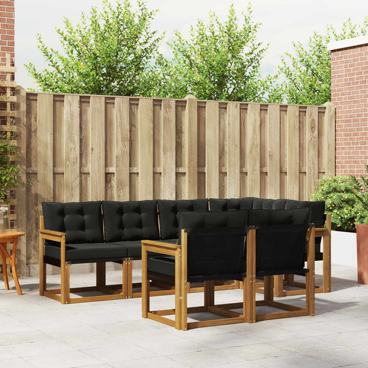 Udendørs sofagruppe med pude 7 pcs Naturlig og sort
