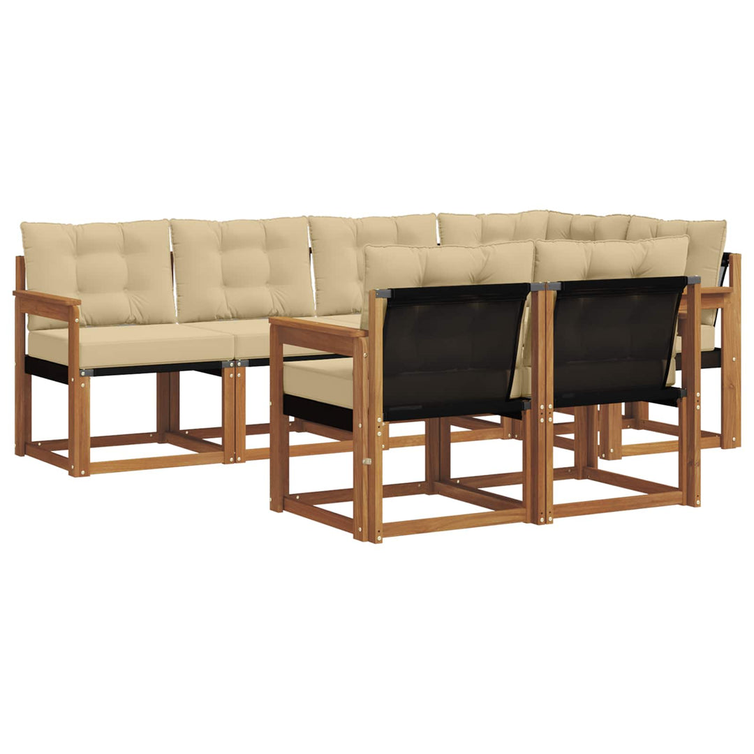 Udendørs sofagruppe med pude 7 pcs Naturlig og Beige