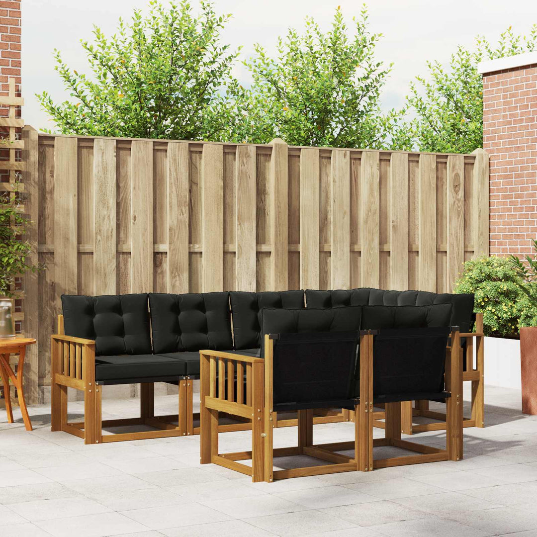 Udendørs sofagruppe med pude 7 pcs Naturlig og sort