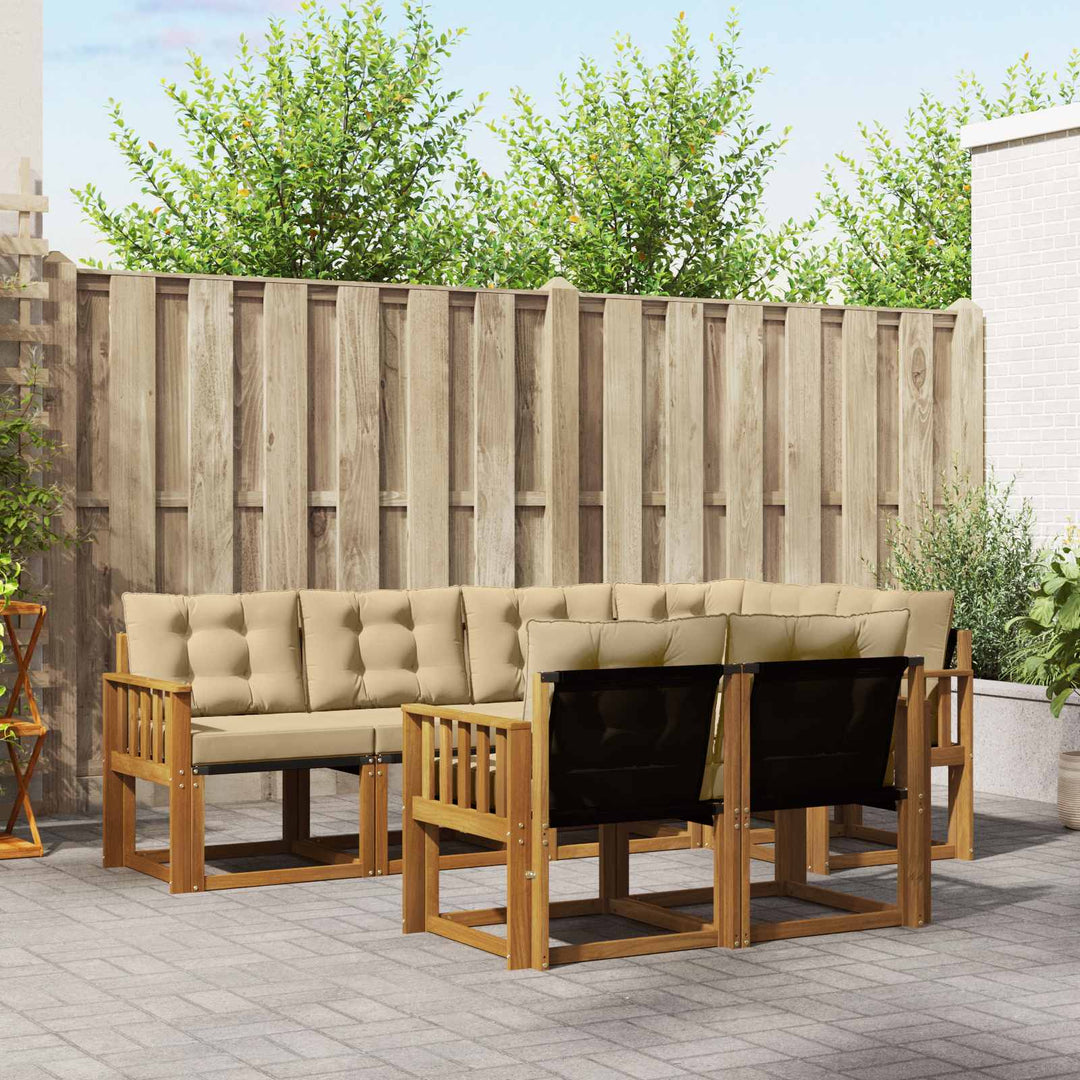 Udendørs sofagruppe med pude 7 pcs Naturlig og Beige