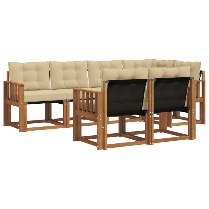 Udendørs sofagruppe med pude 7 pcs Naturlig og Beige