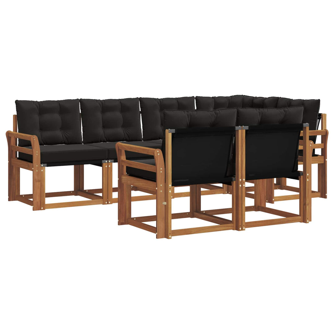 Udendørs sofagruppe med pude 7 pcs Naturlig og sort
