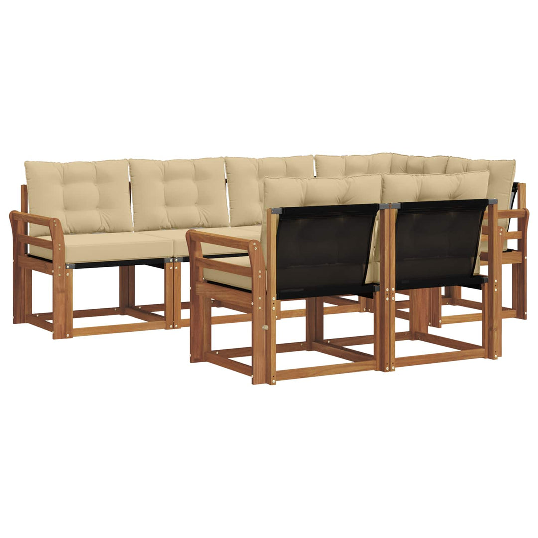 Udendørs sofagruppe med pude 7 pcs Naturlig og Beige