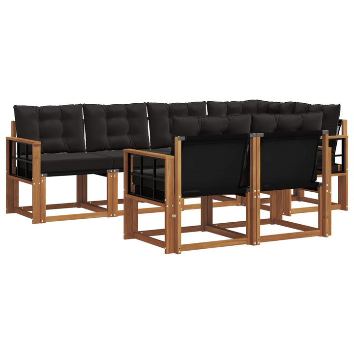 Udendørs sofagruppe med pude 7 pcs Naturlig og sort