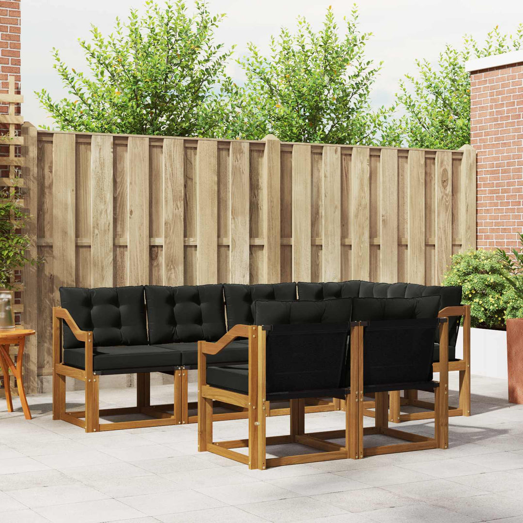 Udendørs sofagruppe med pude 7 pcs Naturlig og sort