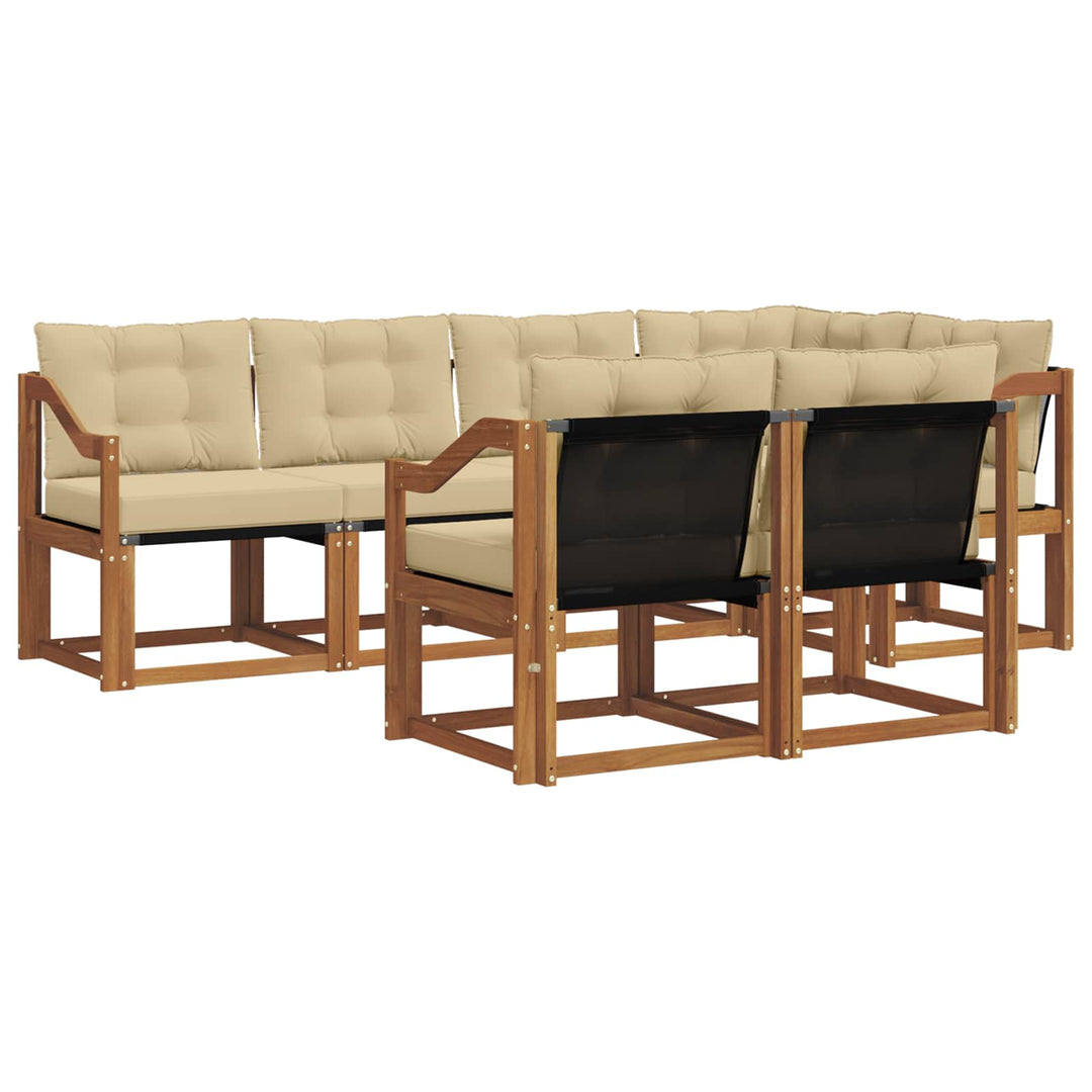 Udendørs sofagruppe med pude 7 pcs Naturlig og Beige