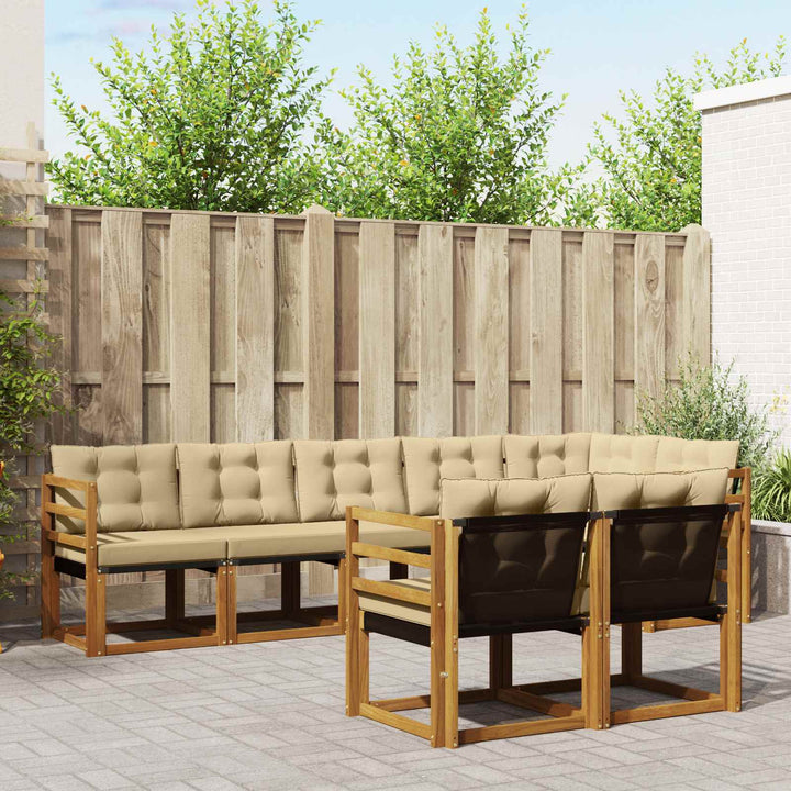 Udendørs sofagruppe med pude 8 pcs Naturlig og Beige