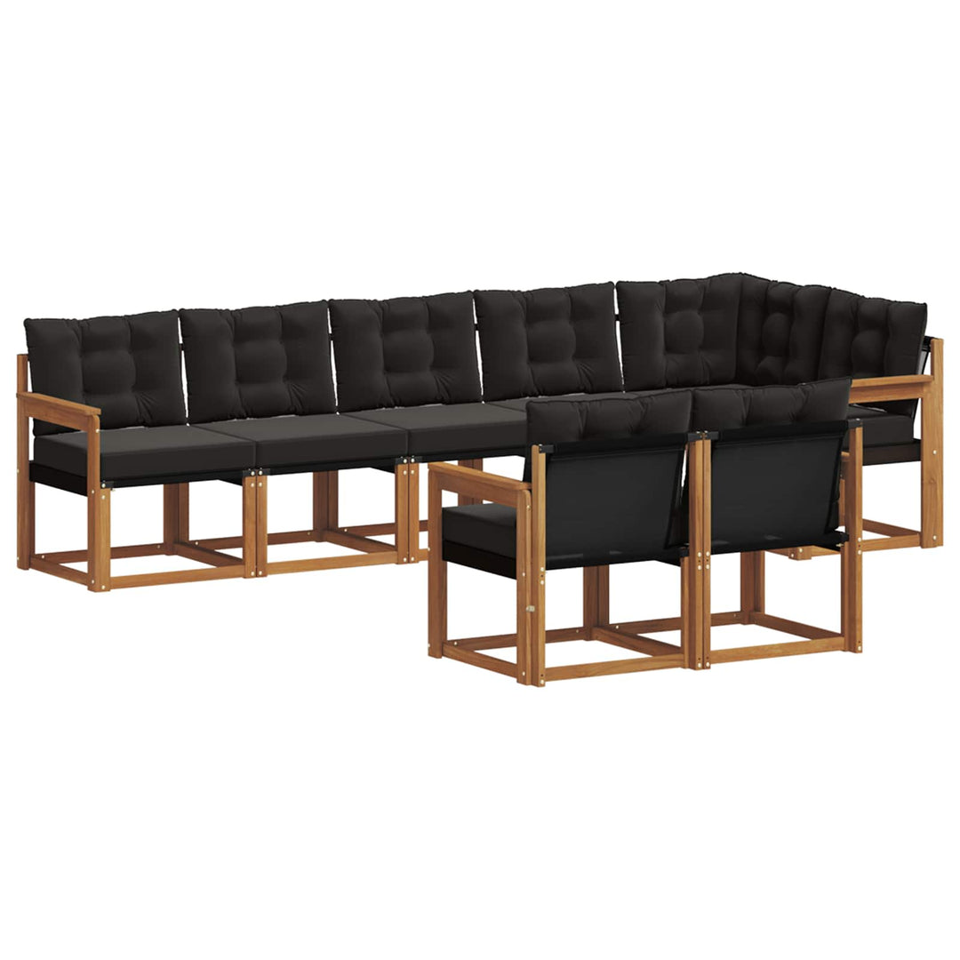 Udendørs sofagruppe med pude 8 pcs Naturlig og sort