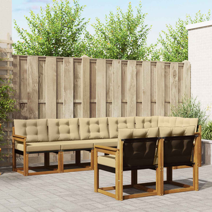 Udendørs sofagruppe med pude 8 pcs Naturlig og Beige