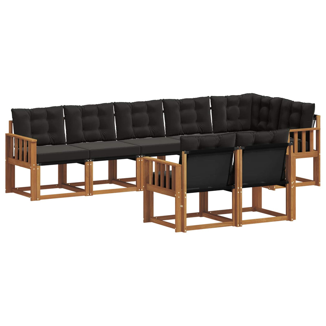 Udendørs sofagruppe med pude 8 pcs Naturlig og sort