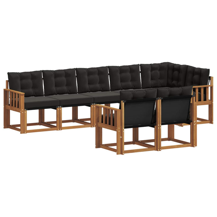 Udendørs sofagruppe med pude 8 pcs Naturlig og sort